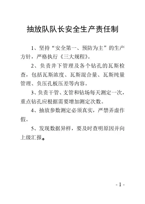 抽放队安全生产责任制