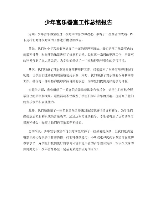 少年宫乐器室工作总结报告