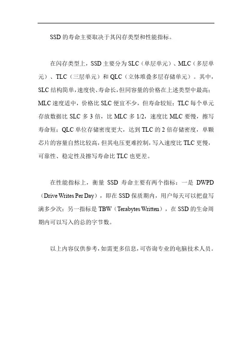 ssd寿命分类参数