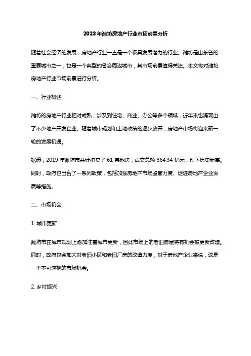 2023年潍坊房地产行业市场前景分析