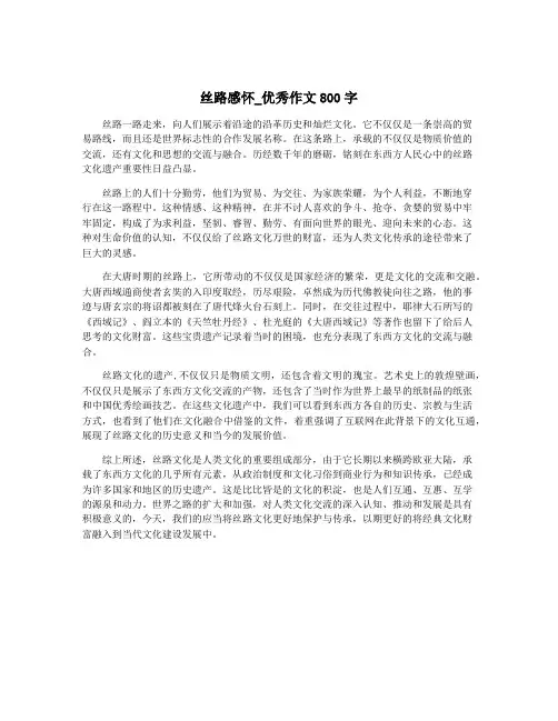 丝路感怀_优秀作文800字