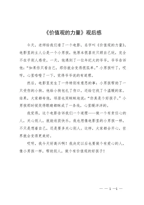 《价值观的力量》观后感
