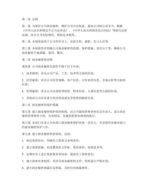 公司商业秘密保护管理制度
