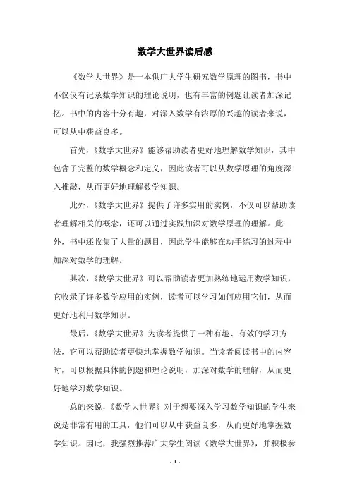 数学大世界读后感