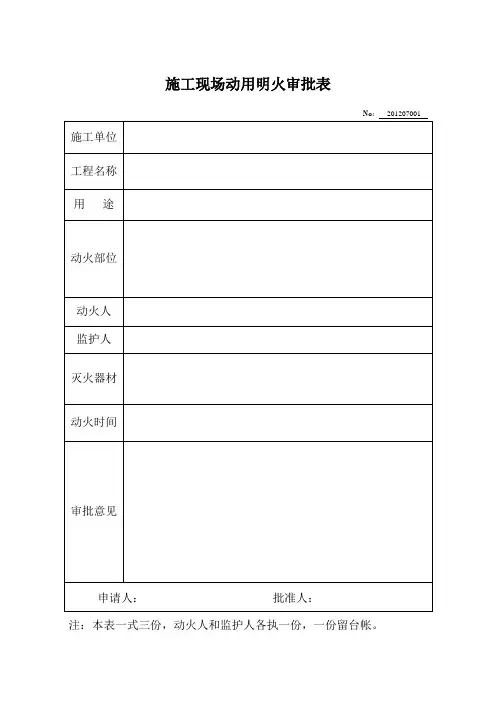 施工现场动用明火审批表1
