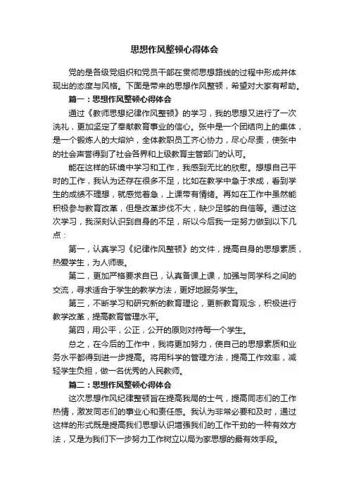 思想作风整顿心得体会