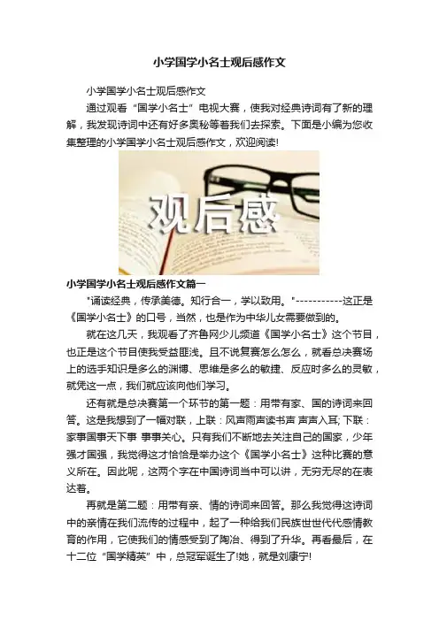 小学国学小名士观后感作文