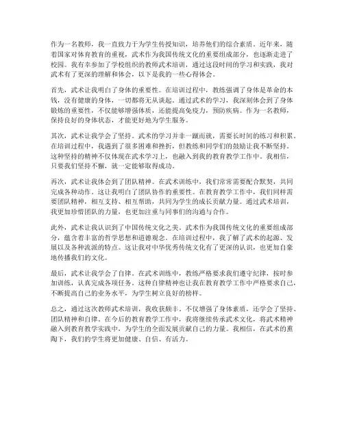 教师培训武术的心得体会