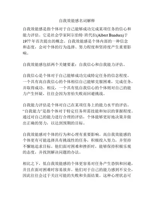 自我效能感名词解释