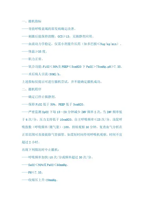 ICU呼吸机撤机
