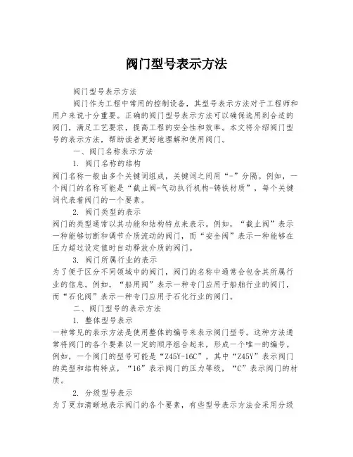 阀门型号表示方法
