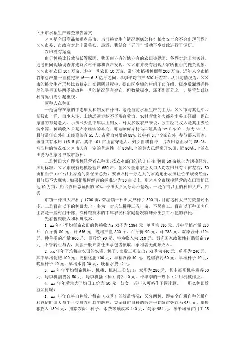 水稻调查报告