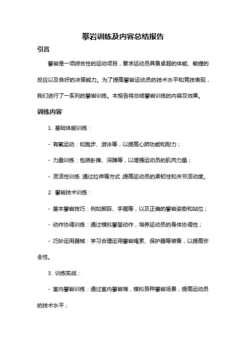 攀岩训练及内容总结报告