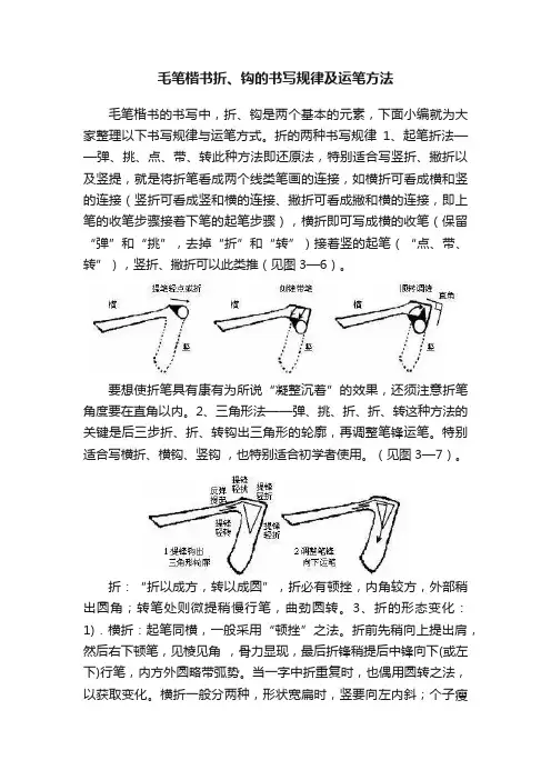 毛笔楷书折、钩的书写规律及运笔方法