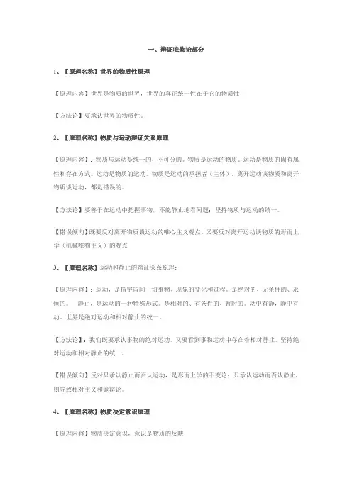 考研政治：马哲原理汇总