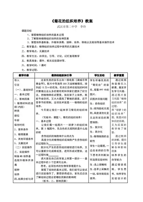 菊花的组织培养教案