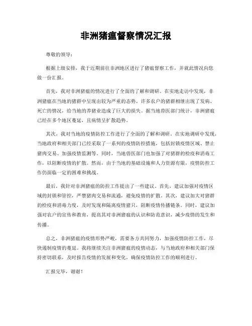 非洲猪瘟督察情况汇报