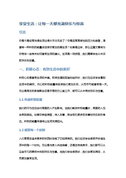 享受生活：让每一天都充满快乐与惊喜