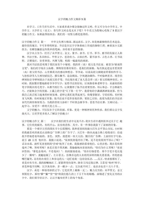 汉字的魅力作文精彩5篇