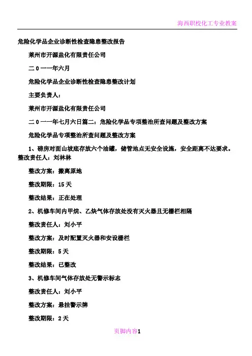 危险化学品整改报告