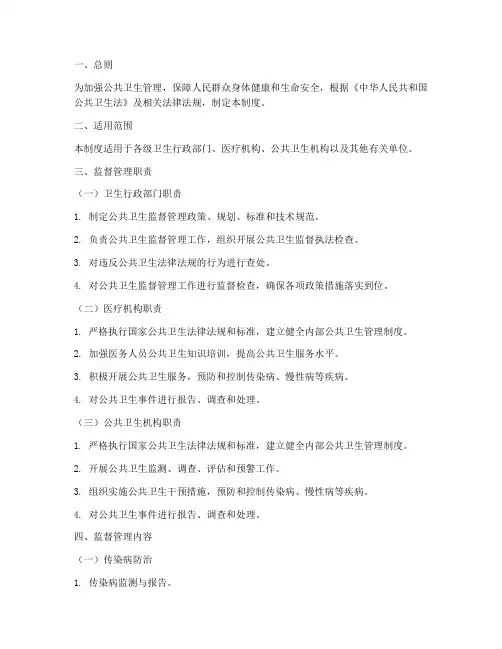 公共卫生监督管理制度