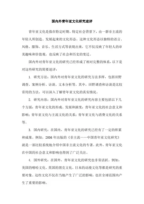 国内外青年亚文化研究述评