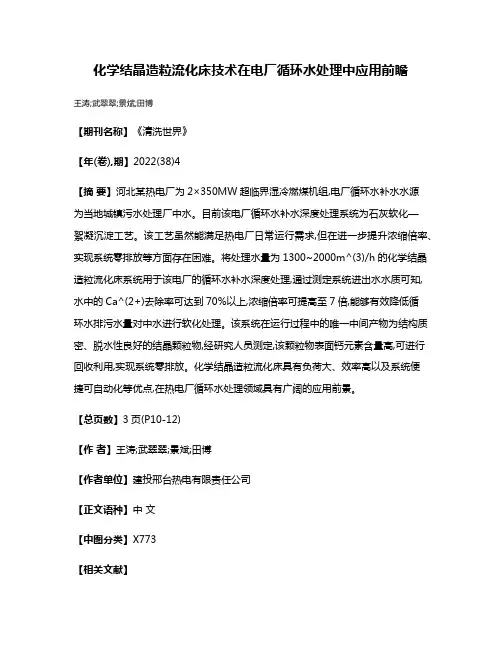 化学结晶造粒流化床技术在电厂循环水处理中应用前瞻