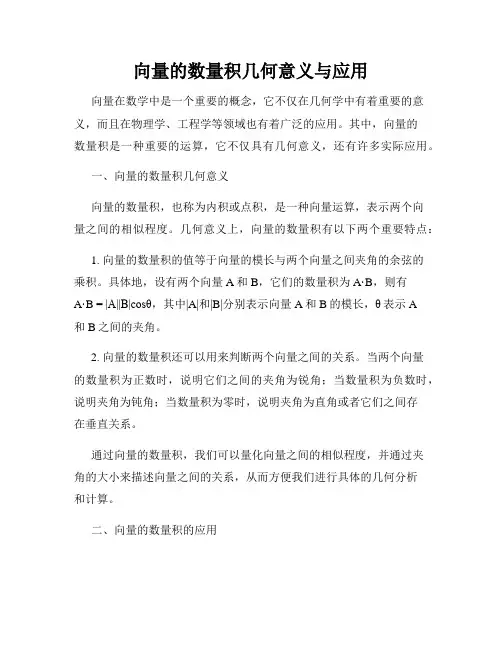 向量的数量积几何意义与应用