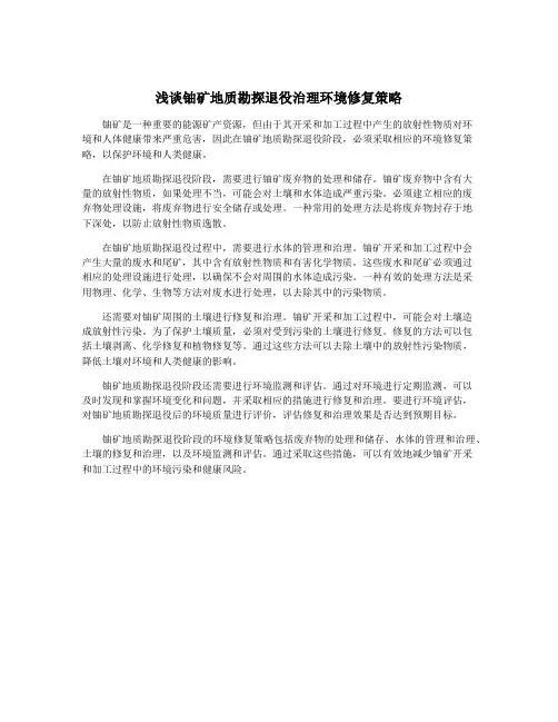 浅谈铀矿地质勘探退役治理环境修复策略