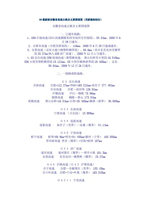 09最新版安徽省高速公路及主要国道图(用新路标标注)
