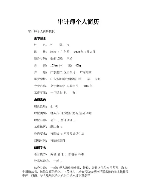 审计师个人简历