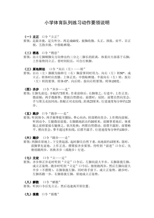 小学体育队列练习动作要领说明