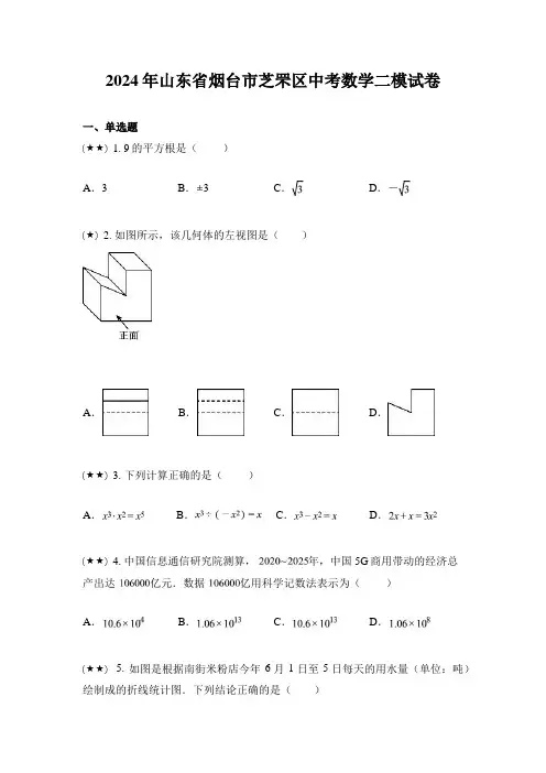 2024年山东省烟台市芝罘区中考数学二模试卷