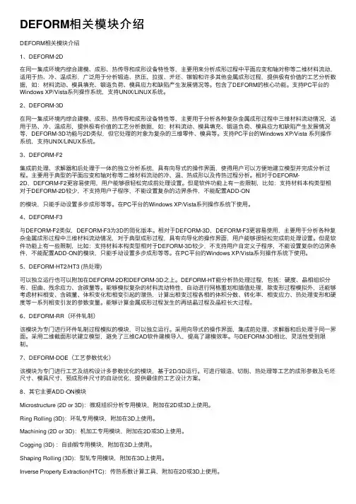 DEFORM相关模块介绍