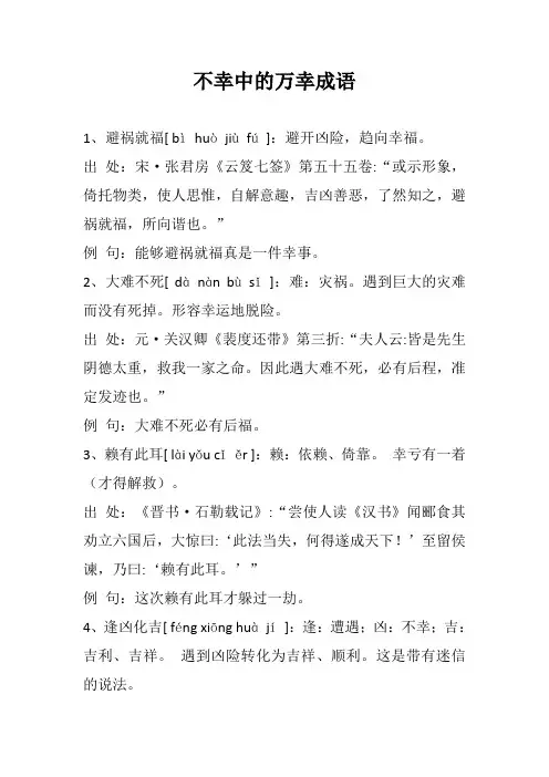不幸中的万幸成语