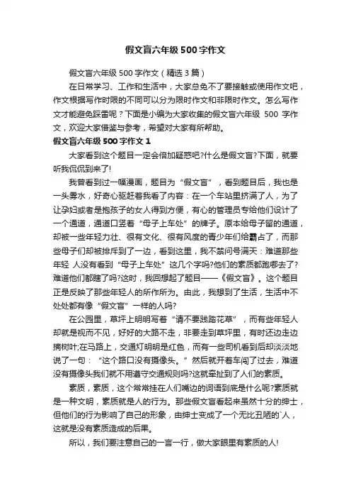 假文盲六年级500字作文（精选3篇）