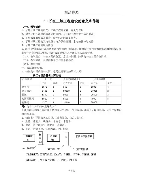 长江三峡工程建设的意义和作用  教案3