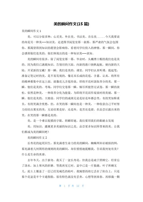 美的瞬间作文(15篇)
