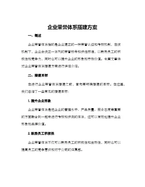 企业荣誉体系搭建方案