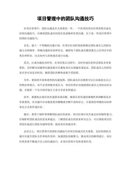 项目管理中的团队沟通技巧