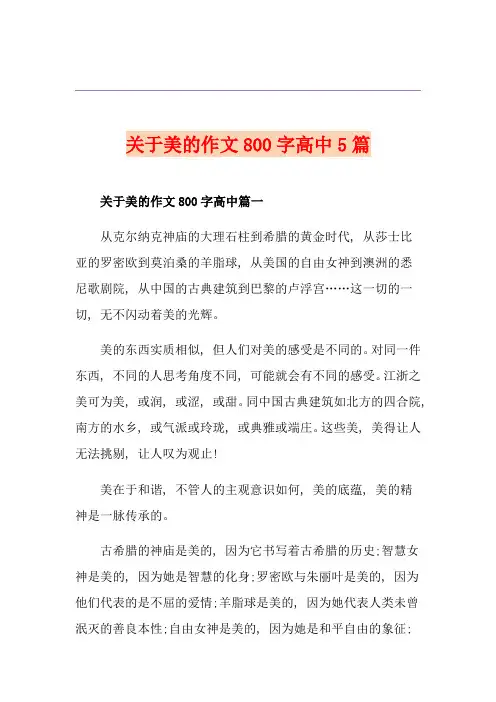关于美的作文800字高中5篇