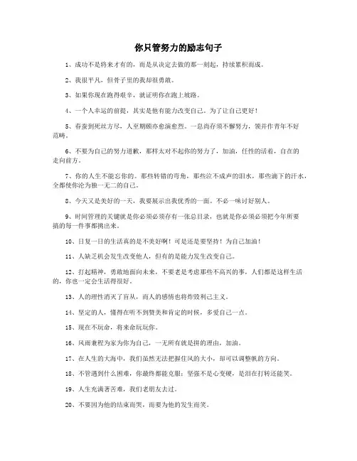 你只管努力的励志句子