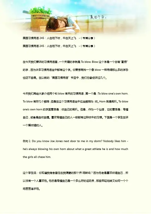 美国习惯用语245：人在地下吹,牛在天上飞  -(韦博分享)