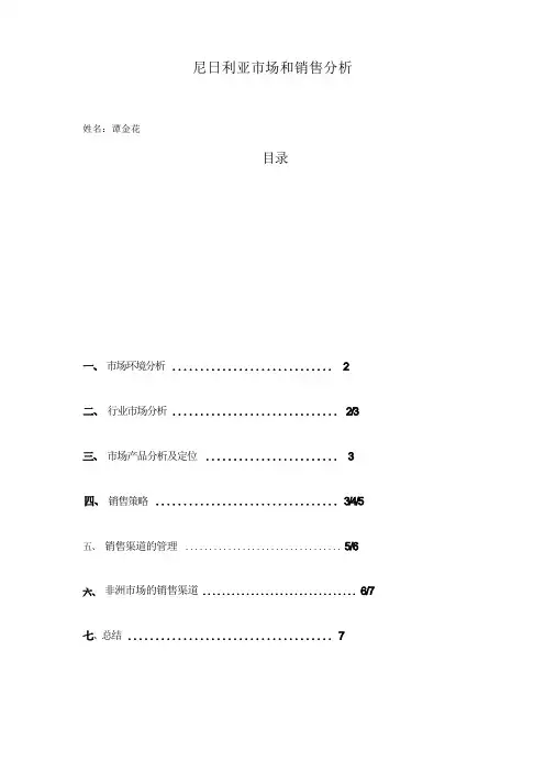 尼日利亚市场和销售分析