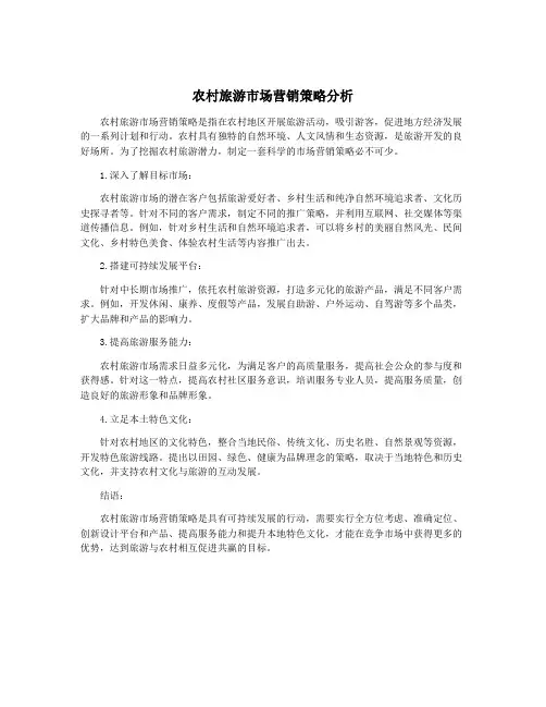 农村旅游市场营销策略分析
