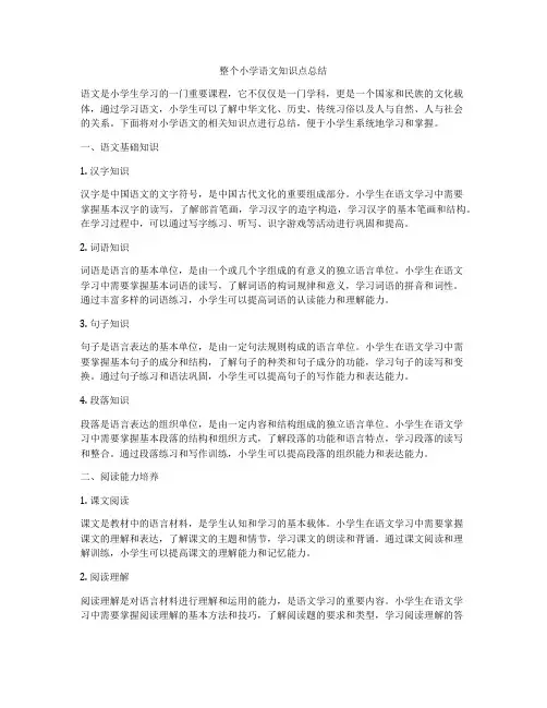 整个小学语文知识点总结