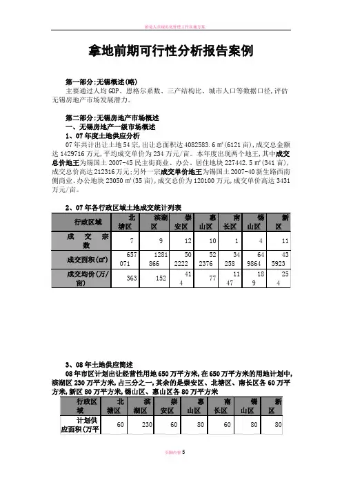 拿地前期可行性分析报告案例