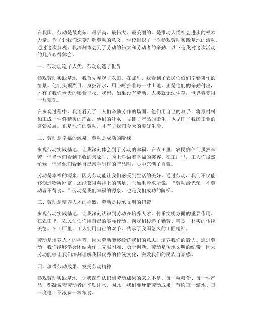 参观劳动实践心得体会