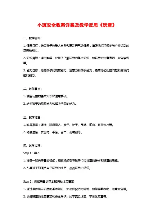 小班安全教案详案及教学反思《玩雪》