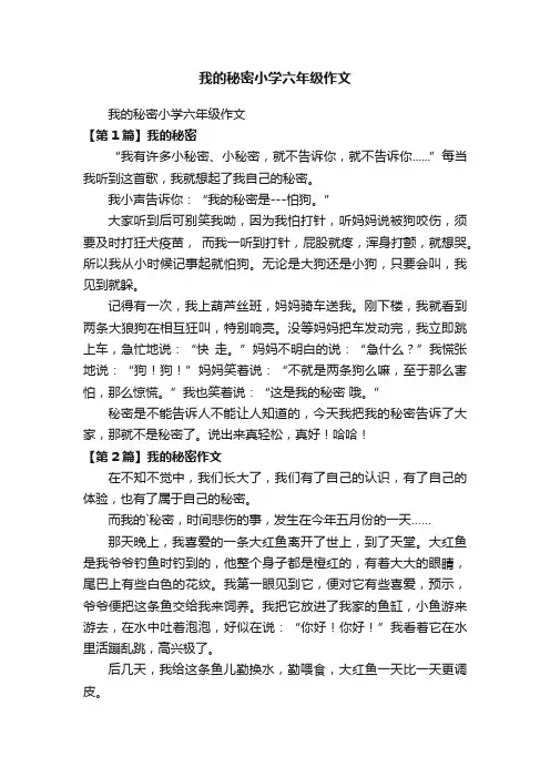 我的秘密小学六年级作文